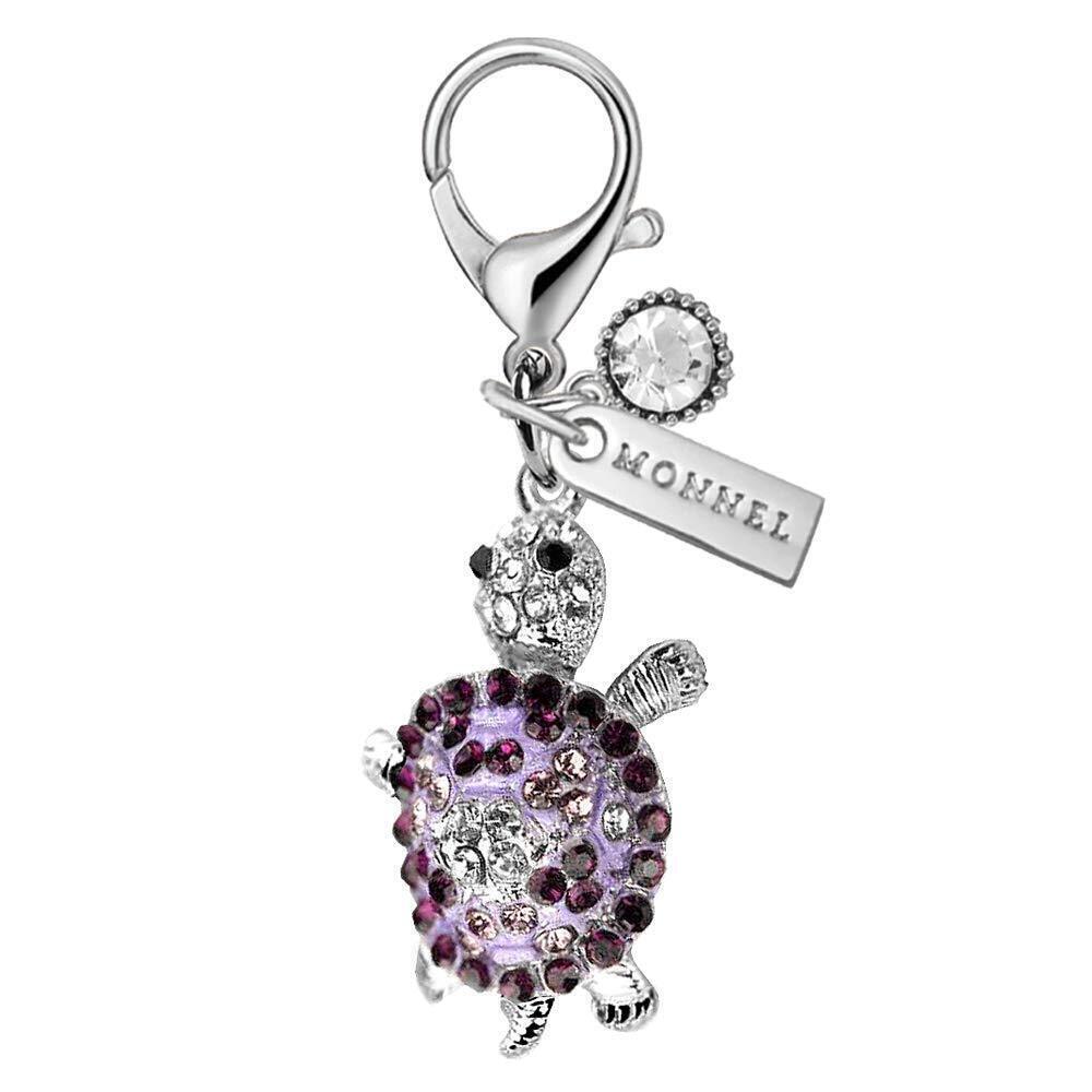 9627 MC134 Movable Crystal Turtle Lobster Clasp Charm Pendant with Pouch